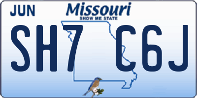 MO license plate SH7C6J