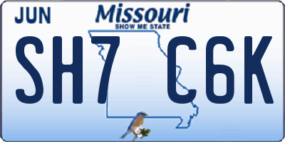 MO license plate SH7C6K