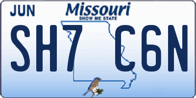MO license plate SH7C6N