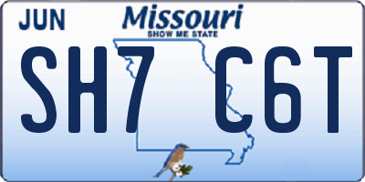 MO license plate SH7C6T