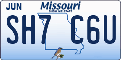 MO license plate SH7C6U