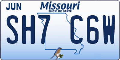 MO license plate SH7C6W