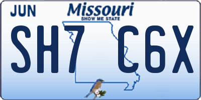 MO license plate SH7C6X