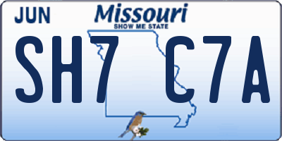 MO license plate SH7C7A
