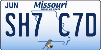 MO license plate SH7C7D