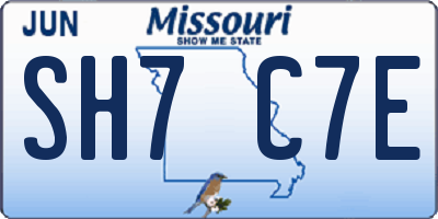 MO license plate SH7C7E