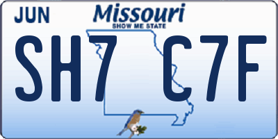 MO license plate SH7C7F