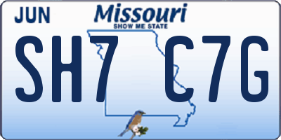 MO license plate SH7C7G