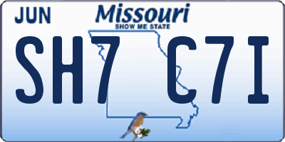 MO license plate SH7C7I