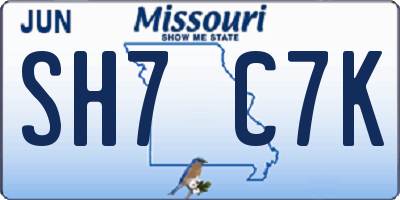 MO license plate SH7C7K