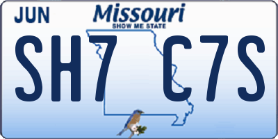 MO license plate SH7C7S