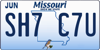MO license plate SH7C7U