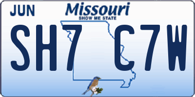 MO license plate SH7C7W
