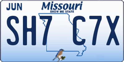 MO license plate SH7C7X