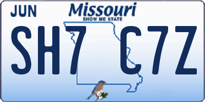 MO license plate SH7C7Z