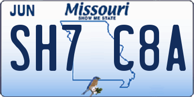 MO license plate SH7C8A