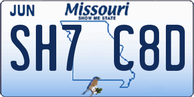 MO license plate SH7C8D