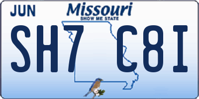 MO license plate SH7C8I