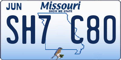 MO license plate SH7C8O