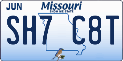 MO license plate SH7C8T