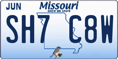 MO license plate SH7C8W