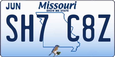 MO license plate SH7C8Z