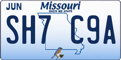 MO license plate SH7C9A