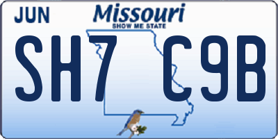 MO license plate SH7C9B