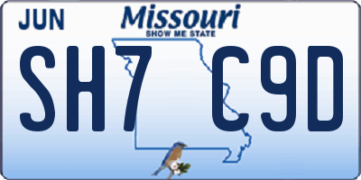 MO license plate SH7C9D
