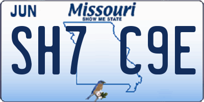 MO license plate SH7C9E