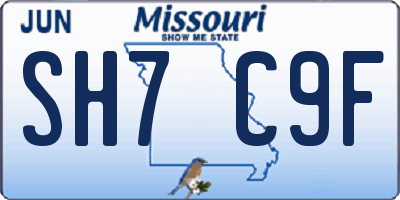 MO license plate SH7C9F