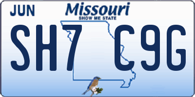 MO license plate SH7C9G