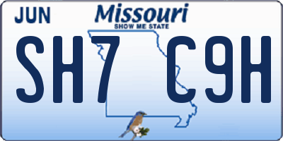 MO license plate SH7C9H