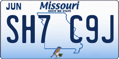 MO license plate SH7C9J