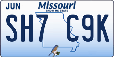 MO license plate SH7C9K