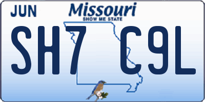 MO license plate SH7C9L