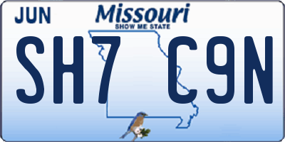 MO license plate SH7C9N