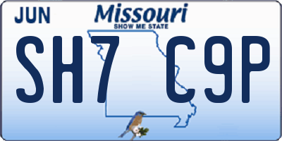 MO license plate SH7C9P