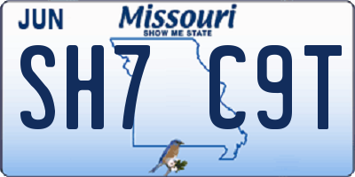 MO license plate SH7C9T