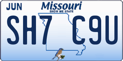 MO license plate SH7C9U