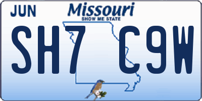 MO license plate SH7C9W