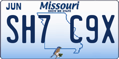 MO license plate SH7C9X