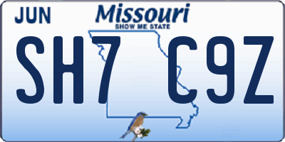 MO license plate SH7C9Z
