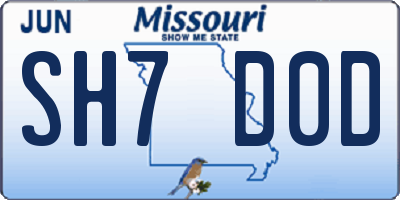 MO license plate SH7D0D