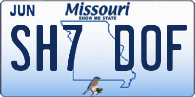 MO license plate SH7D0F