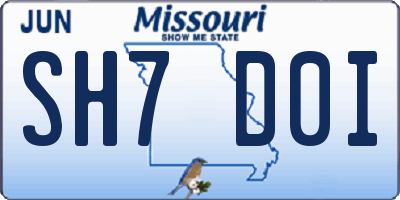 MO license plate SH7D0I