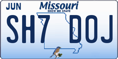 MO license plate SH7D0J
