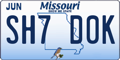MO license plate SH7D0K
