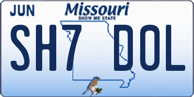 MO license plate SH7D0L