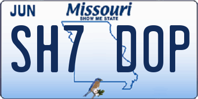 MO license plate SH7D0P